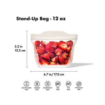 SILICONE REUSABLE BAG STAND UP SNACK 12OZ-OAT OXO