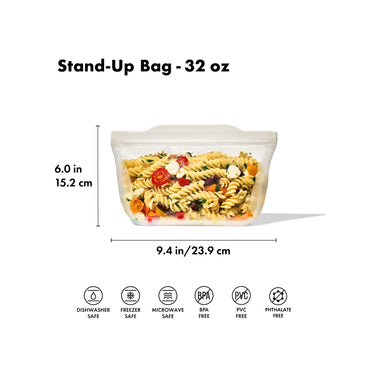 SILICONE REUSABLE BAG-STAND-UP QUART 32OZ - OAT OXO