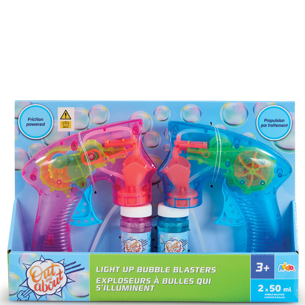 Out and About Light Up Bubble Blasters 2 Pack Assorted Addo