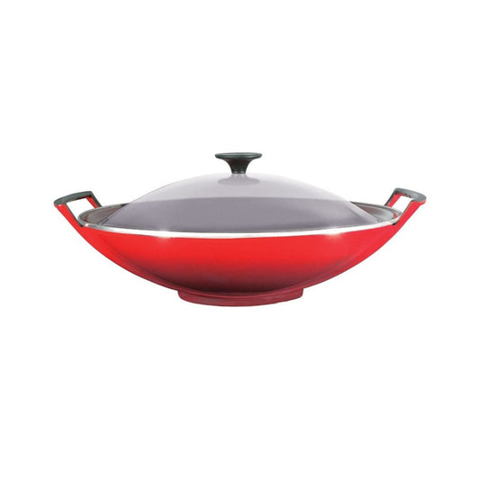 Le Creuset Wok with Glass Lid 36cm (Cherry) LE CREUSET