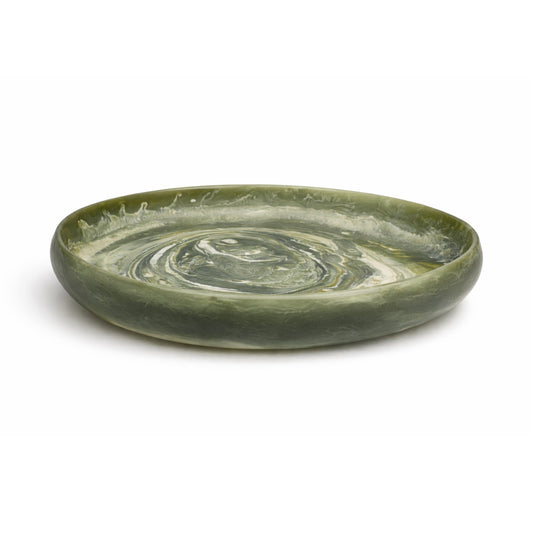 Matte Resin Oval Bowl – Dark Green & White Ombre ORCA HOME
