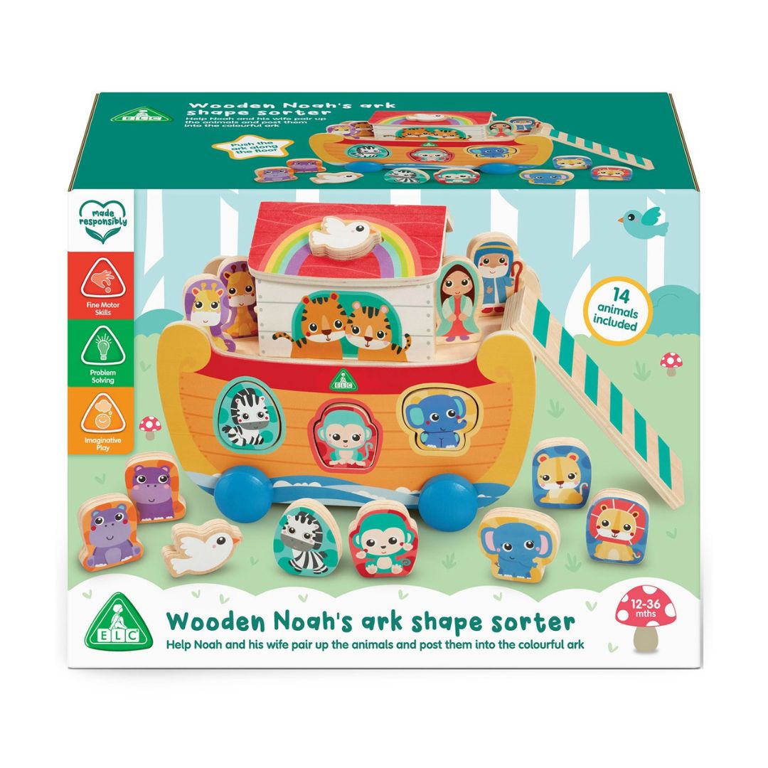 ELC Wooden Noah's Ark Inlay Toy Mold Puzzle