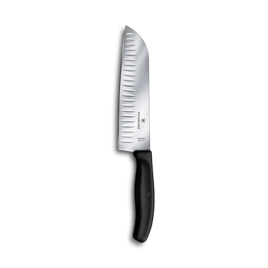 Swiss Classic Santoku Knife, fluted edge black