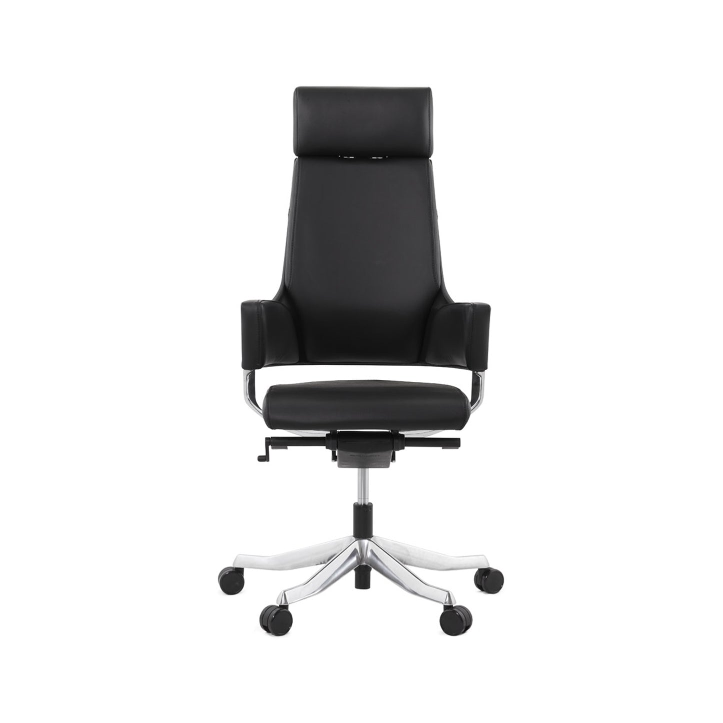 Delphi High Back Chair + Fixed Arms Black/Black Sky Leather