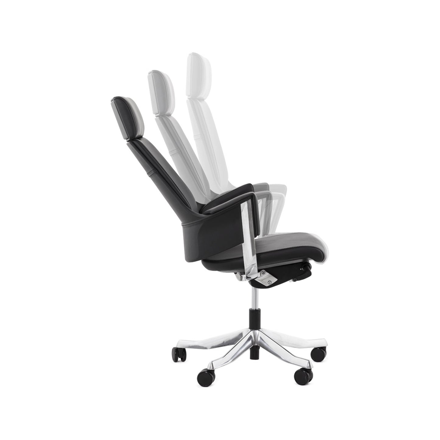 Delphi High Back Chair + Fixed Arms Black/Black Sky Leather