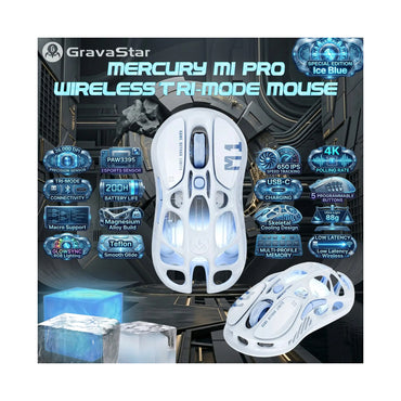 GravaStar Mercury M1 Pro Tri Mode Wireless Gaming Mouse Blue
