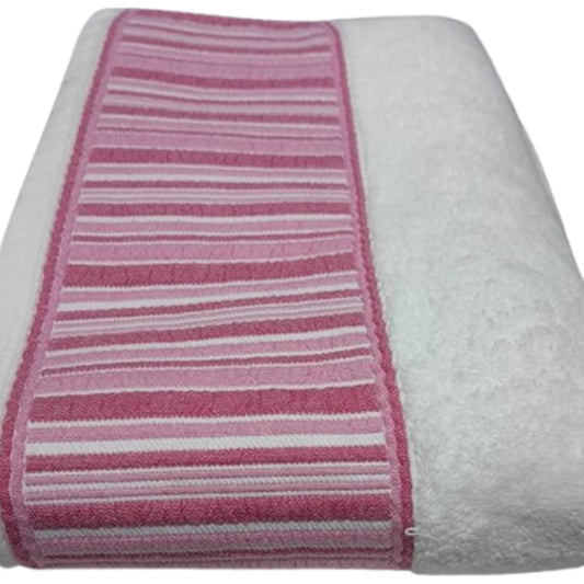 VIRGINIA JACQUARD TOWEL WHITE /PINK 70X140