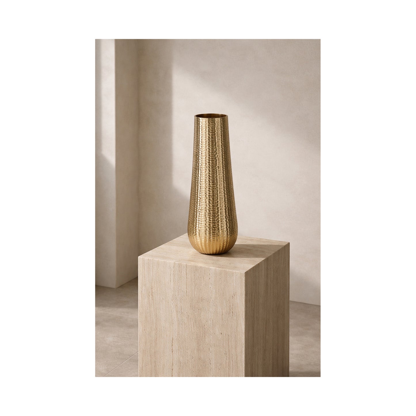 Hammered Ribbed Gold Aluminium Vase ORCA HOME