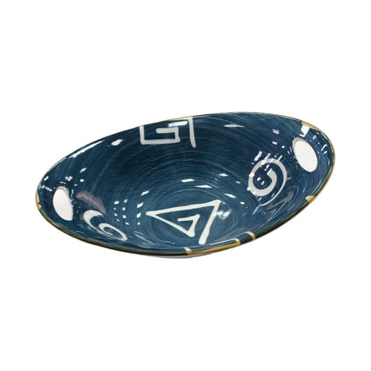 Plate Ceramic White & Blue 9241