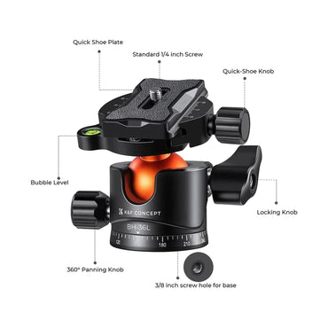 K&F BH-36L Metal Tripod Ball Head
