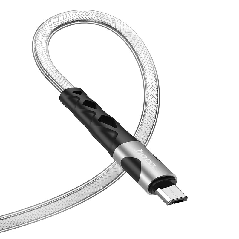 HOCO U105 Treasure Jelly Braided Cable For Micro Silver