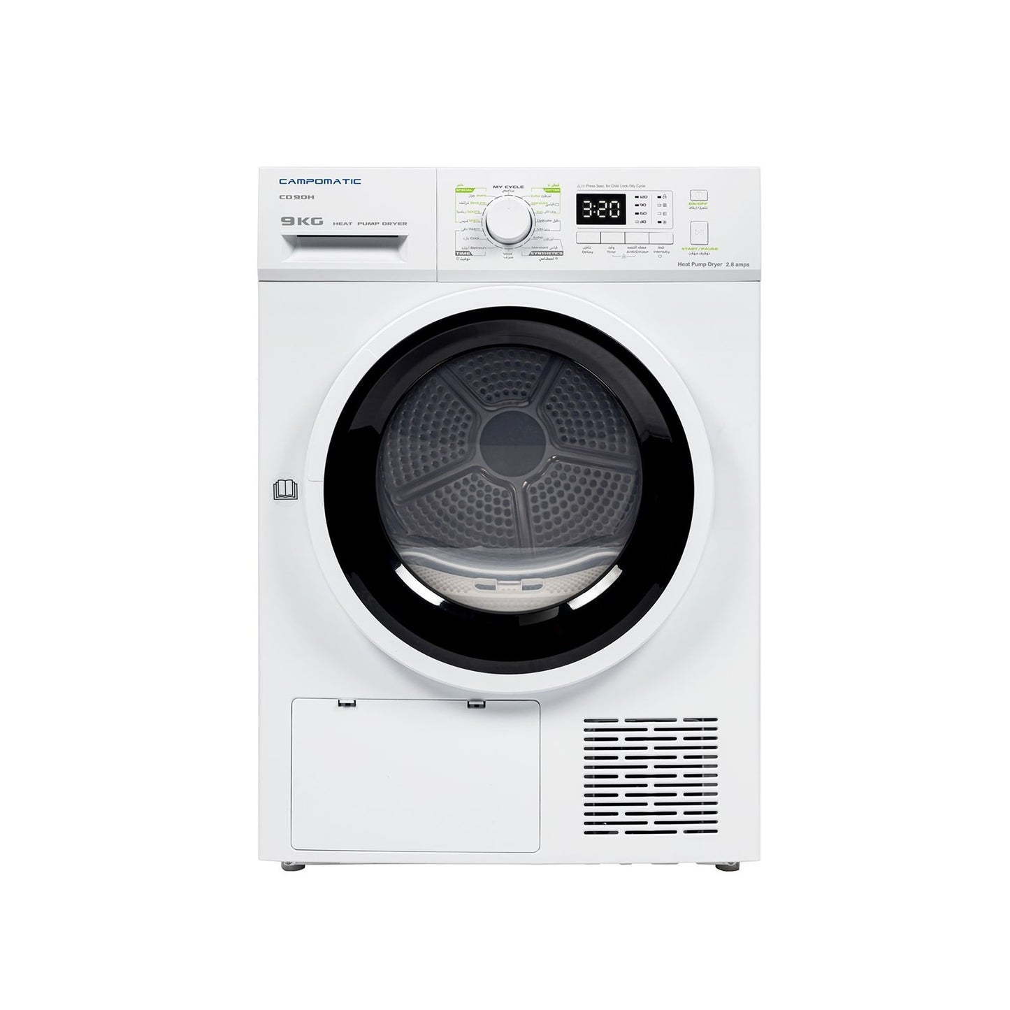 CAMPOMATIC Dryer 9 KG Heat Pump 16 Progs White