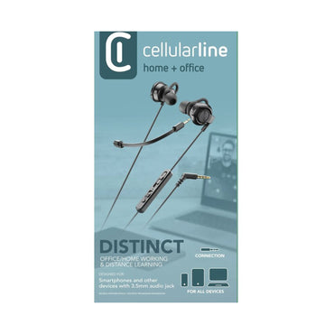 CELLULALRLINE EARPHONES WITH MIC. DISTINCT - BLACK