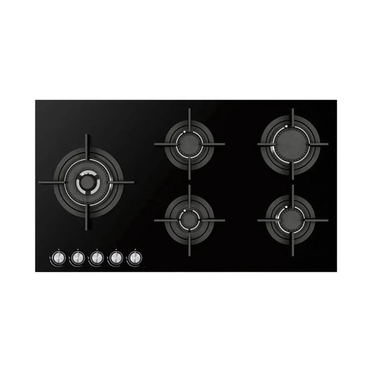 SMALVIC Hob 90 cm 5 Gas Burners Safety Glass Black