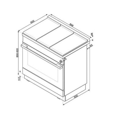 SMEG Cooker Wide 90 cm 6 Gas Burners with Electric Oven Inox