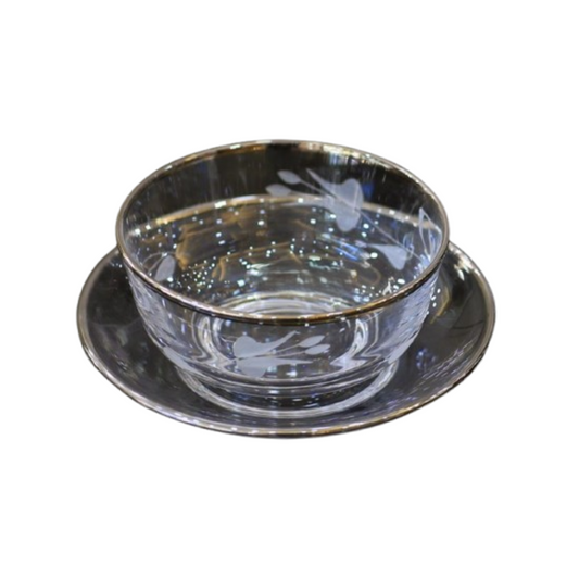 BX Glass Bowl & Plate Silver Ring