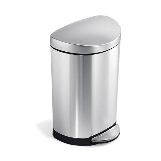 Semi Round Pedal Bin,FPP Brushed Steel,10L