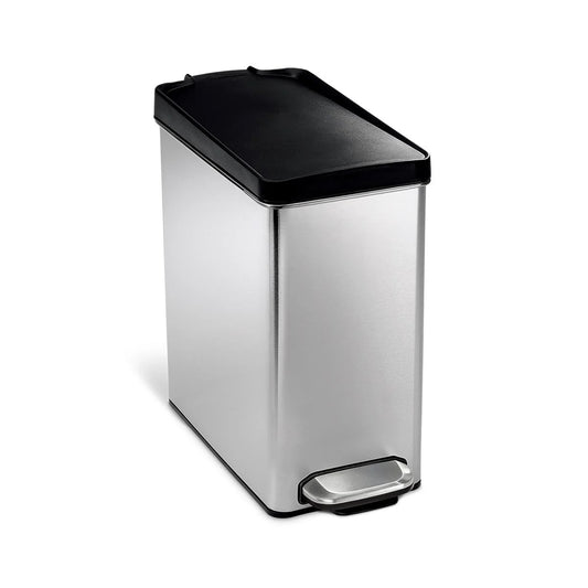 Profile Step Bin Brushed Stainless Steel Black Plastic Lid 10L SIMPLE HUMAN