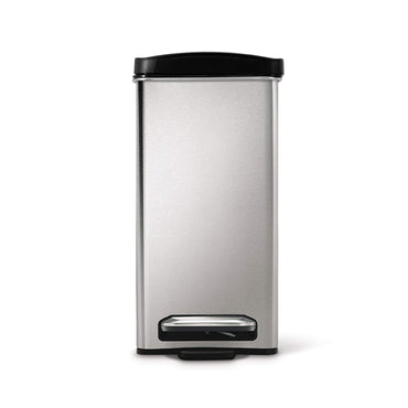 Profile Step Bin Brushed Stainless Steel Black Plastic Lid 10L SIMPLE HUMAN