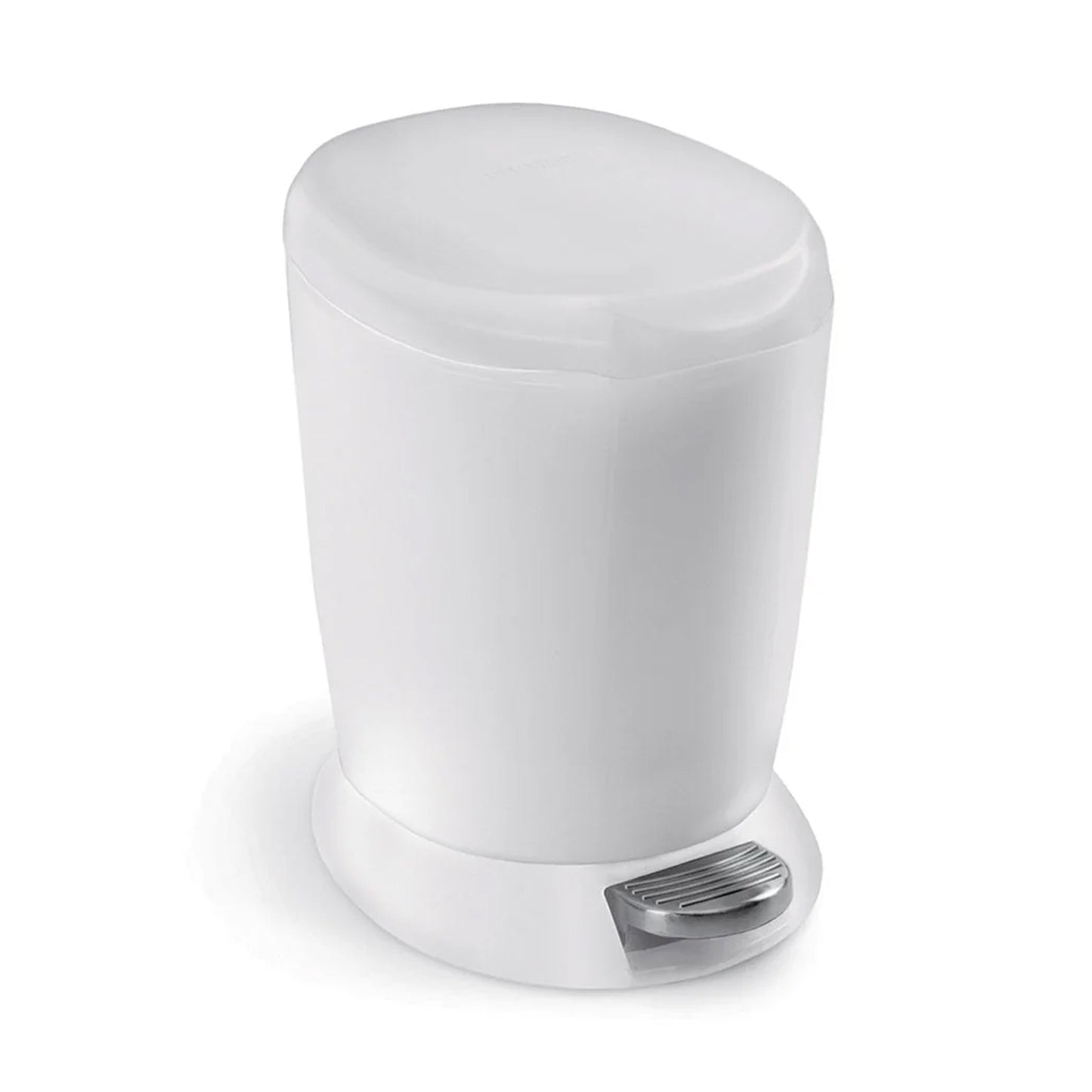 SIMPLE HUMAN ROUND PEDAL BIN PLASTIC WHITE 6 L