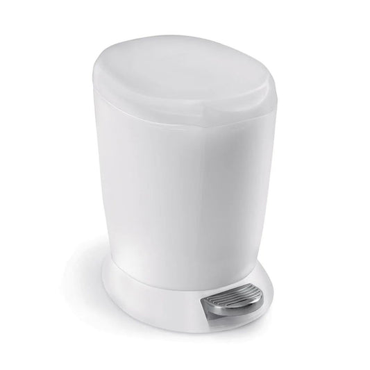 SIMPLE HUMAN ROUND PEDAL BIN PLASTIC WHITE 6 L