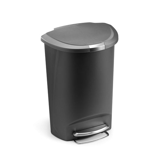 Semi Round Pedal Bin Plastic Grey 50L SIMPLE HUMAN