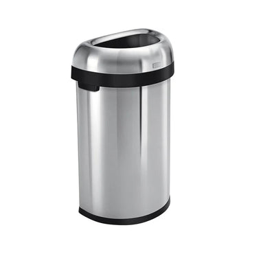 Semi Round Open Bin Brushed Steel 60L SIMPLE HUMAN