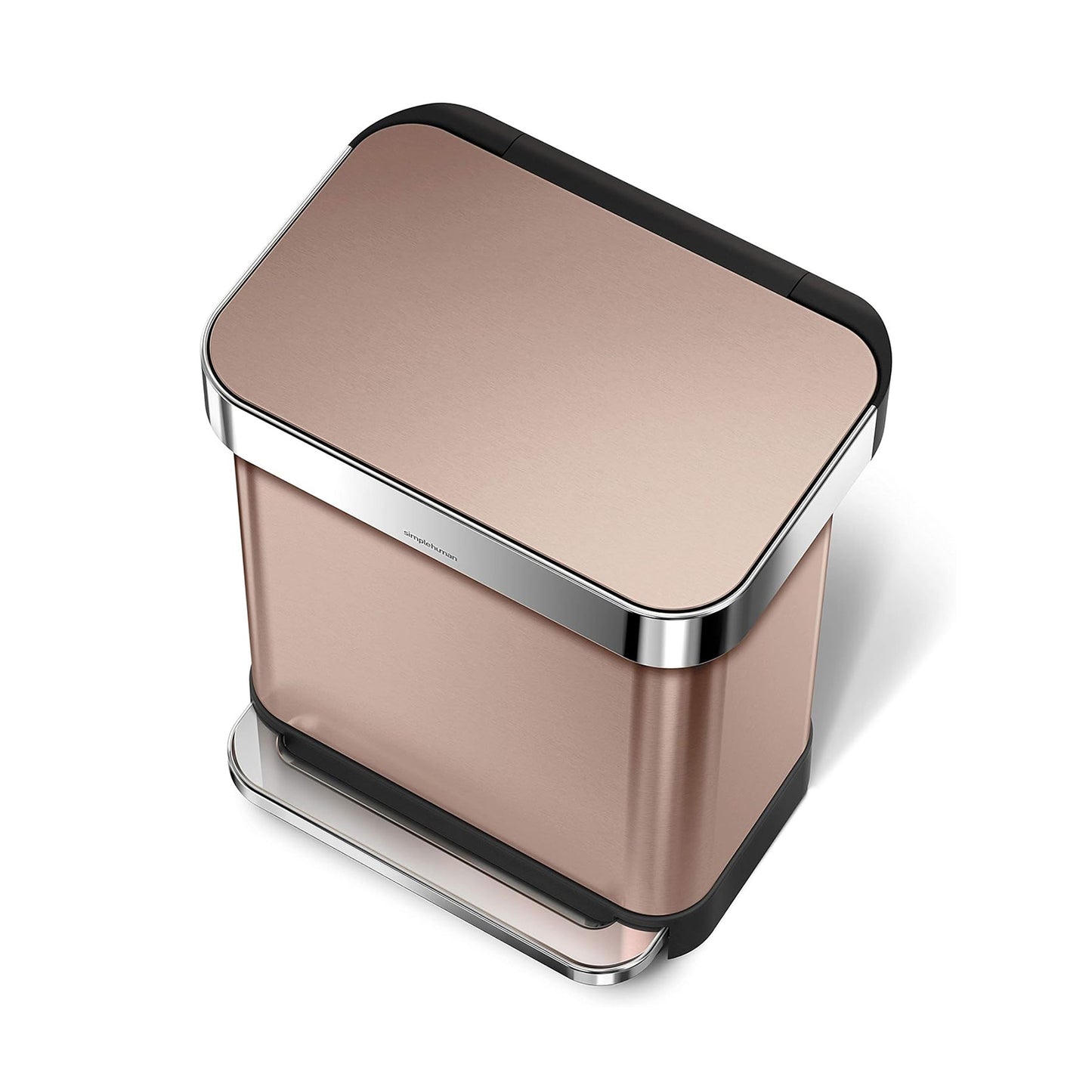 Rectangular Pedal Bin_ Rose Gold_Liner Pocket_30L
