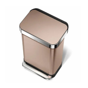 Rectangular Pedal Bin_ Rose Gold_Liner Pocket_45L