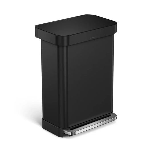 Rectangular Pedal Bin Matte Black 55L