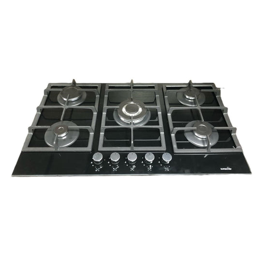 SUPER CHEF Hob 90 Cm 5 Gas Burners Cast Iron Glass
