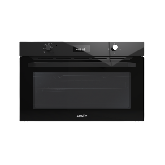 SUPER CHEF Oven 90 Cm Gas/Gas + Fan Glass Black