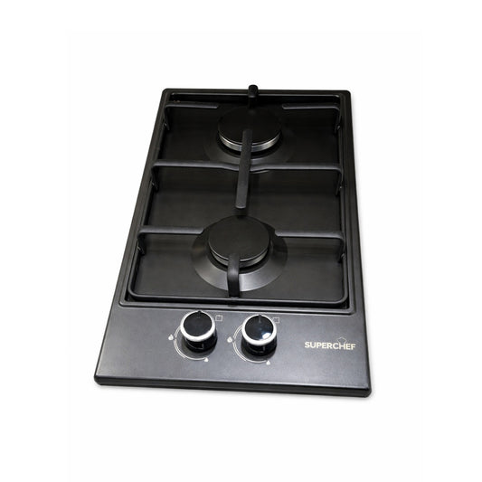 SUPER CHEF Hob 30Cm Domino 2 Gas Burners Black SUPER CHEF
