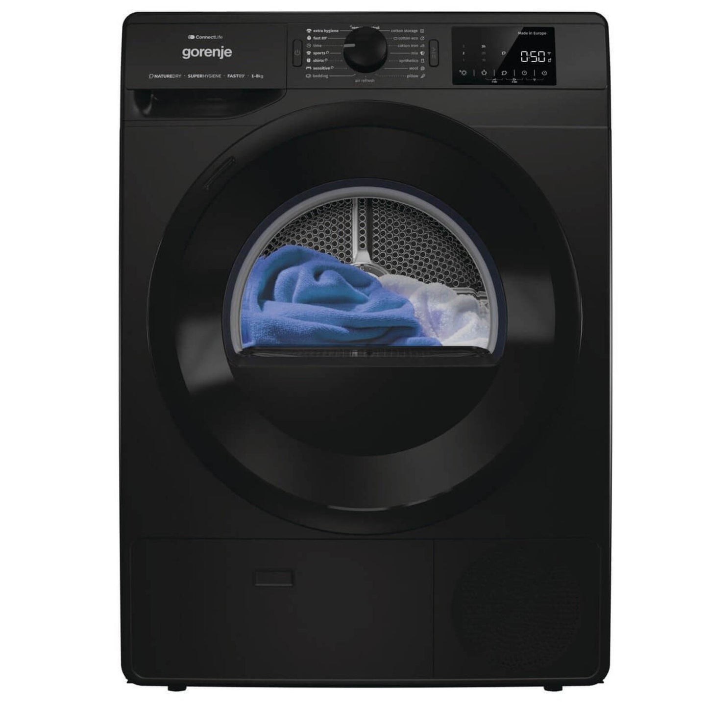 GORENJE Dryer Condenser 8KG Heat Pump Wifi Black