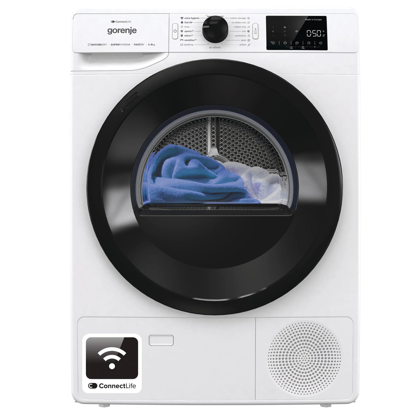 GORENJE Dryer Condenser 9 KG Heat Pump WIFI White