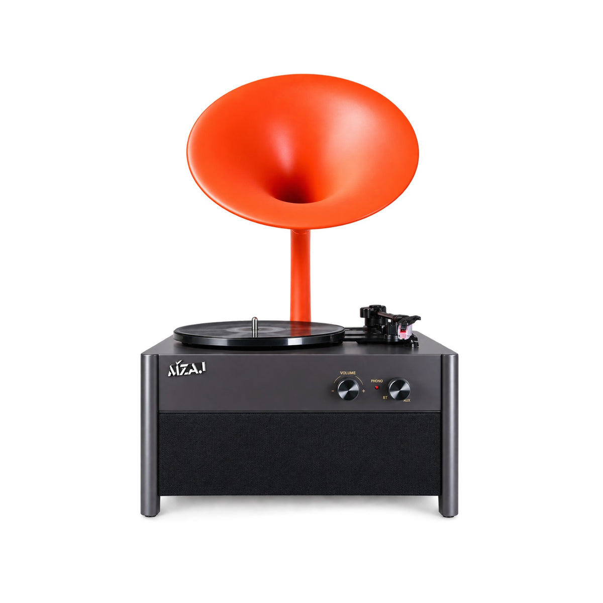 MZAJ Aureon Retro Elegance Turntable, BT/FM, Black/Orange MZAJ