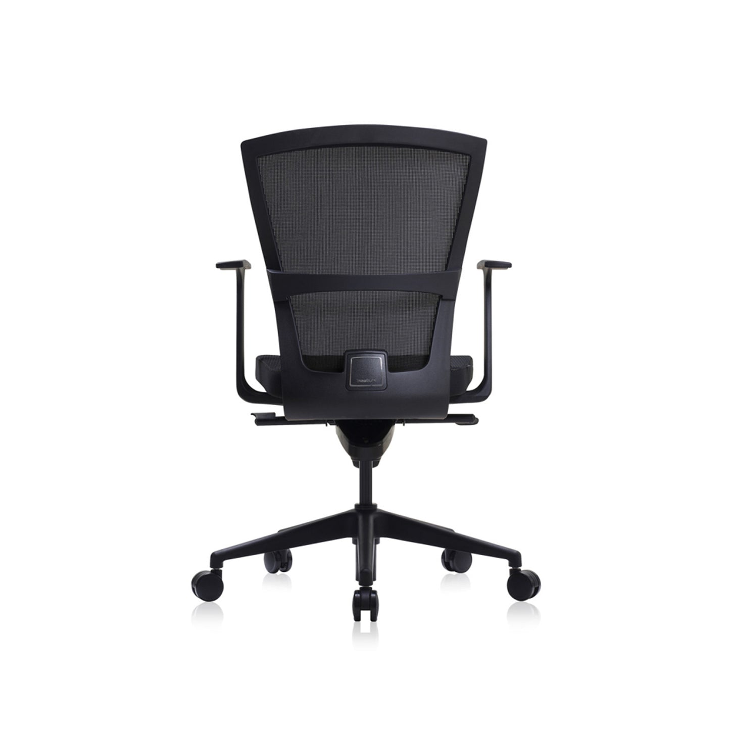 E1 Series Low Back Chair +Fixed Arms Black/Black Sky Leather