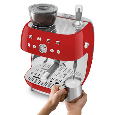 Smeg Espresso Coffee Machine With Grinder Red SMEG