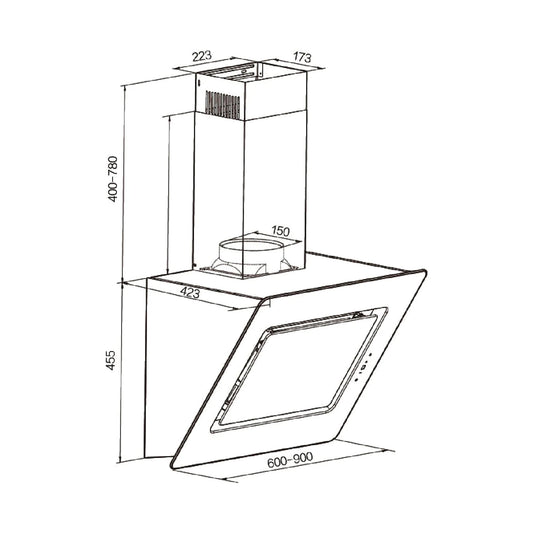 ELBA Wall Mounted Hood Incline 90 cm 1000 m3/h Glass Black