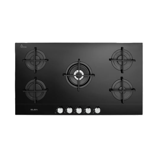 ELBA Hob 90 cm 5 Gas Brass Burners Vitroceramic Black