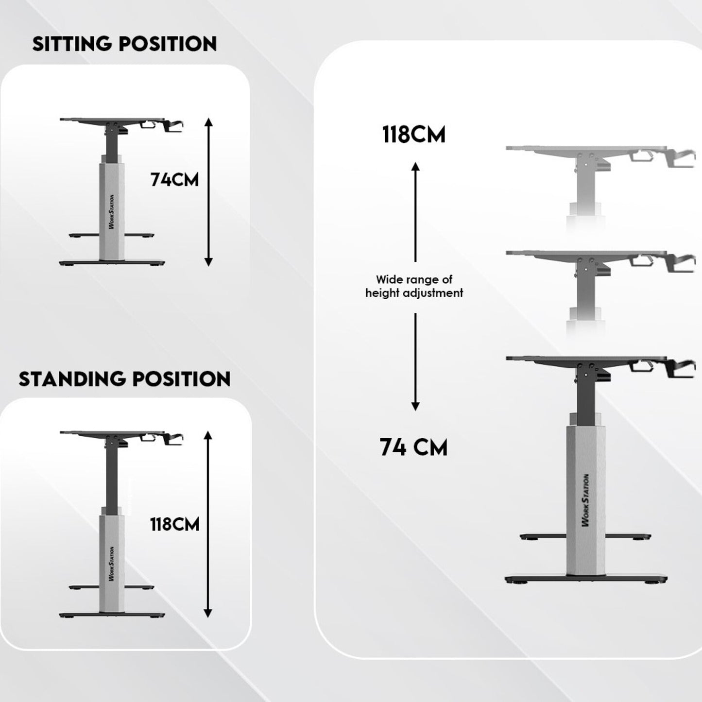 Fantech WS414 Work Station Adsjustable Rising Desk Black