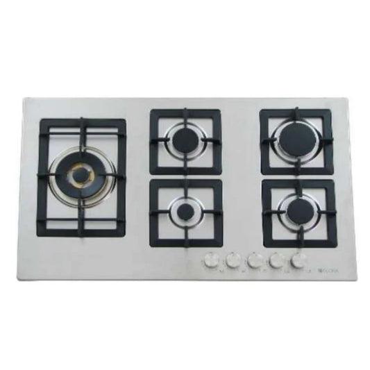FLORA Hob 90 cm 5 Gas Burners Safety Ignition Stainless Stee