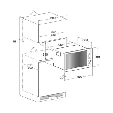 FLORA Microwave Built-in 25 Litres Inox
