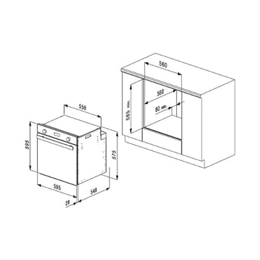 FLORA Oven 60Cm Gas Electric 67Litres Convection Inox