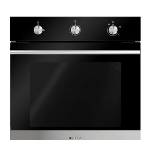 FLORA Oven 60 cm Gas Safety Convection Glass Black FLORA