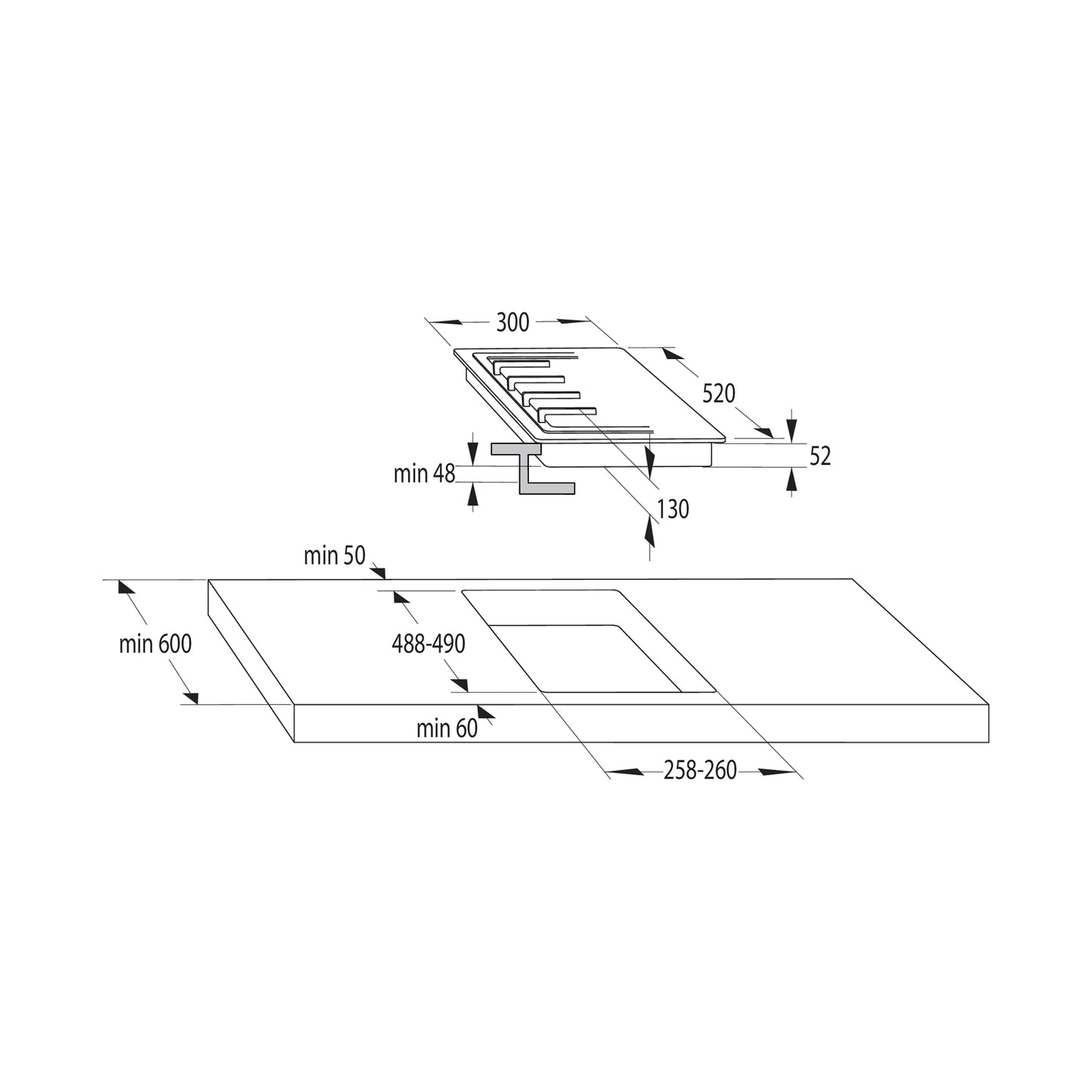 GORENJE Hob 30Cm Domino 2 Gas Burners Vitro Ceramic Black
