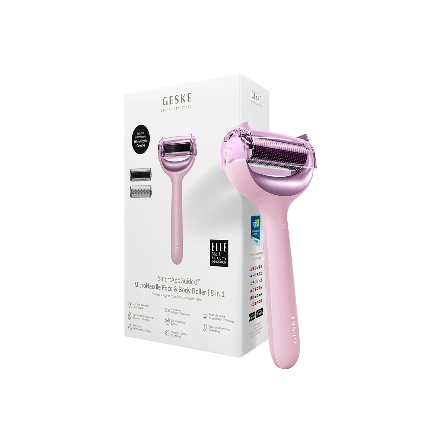 Geske Microneedle Face & Body Roller 8 In 1 Pink GESKE