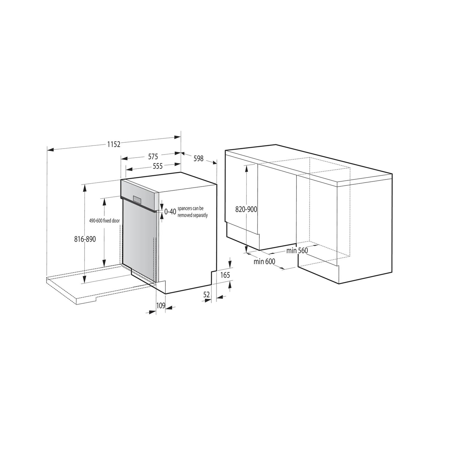 GORENJE Dish-Washer Semi Integrated 6 Programs