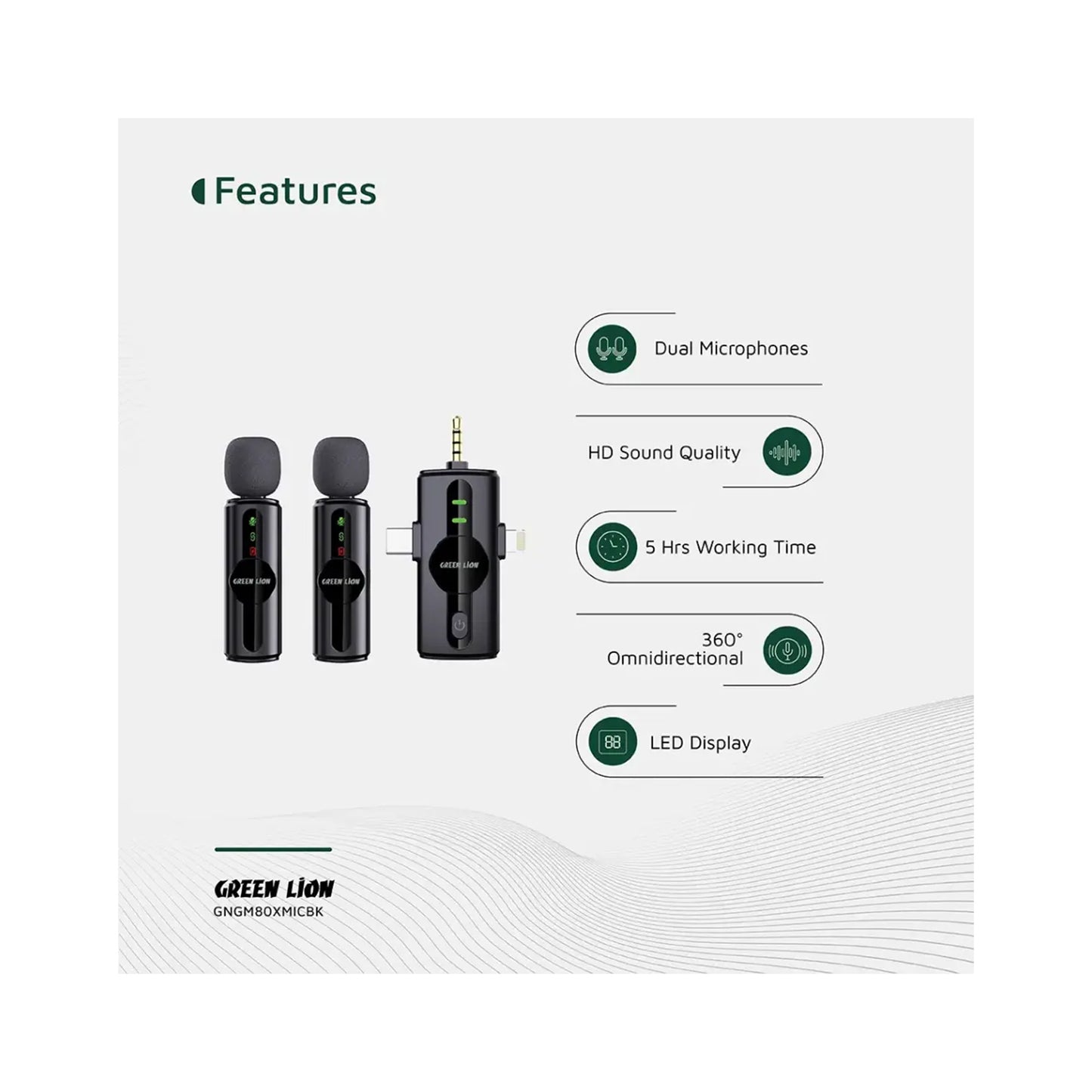 GREEN LION Microphone 3-Level Noice Cancellation