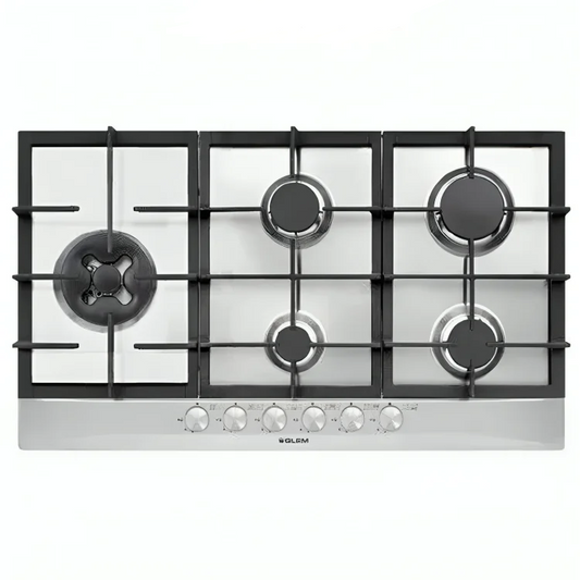 G.GAS Hob 90Cm 4 Gas+1DB Font Cast Iron(HIX) Safety Inox